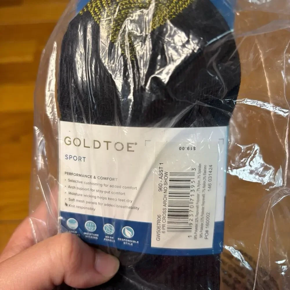 NWT GoldToe Cotton Comfort No Show Socks 6 Pairs Women’s Size 6-9 Gray Black